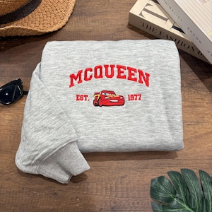 Cute Embroidered Sweatshirt, Car Character Hoodie, Mcqueen Embroidery Sweatshirt, Gift For Him, Couple Gift ECT003