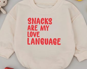 Snacks Are My Love Language Baby Romper, Funny Infant Bodysuit, Cute Foodie Baby Jumpsuit, New Parent Gift, Baby Shower Present, Baby Gift