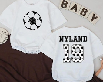 Custom Name Number Jersey Bodysuit, Personalized Soccer Baby Clothes, Soccer Baby Outfit, Sports Baby Shower Outfit, Game Day Baby Gift