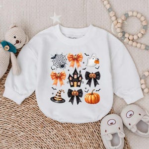 Bubble Romper Preppy Halloween, Spooky Baby Outfit, Ghost Pumpkin Costume, Fall Baby Bodysuit, Cute Toddler Halloween Gift