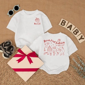 Personalized Berry First Birthday Baby Romper, Custom Baby Gift, Strawberry Baby Outfit, 1st Birthday Girl Romper