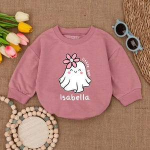 Custom Name Little Boo Baby Romper, Cute Boo Bodysuit, Halloween Ghost Bodysuit, Halloween Baby Shower Gift, Fall Baby Outfit