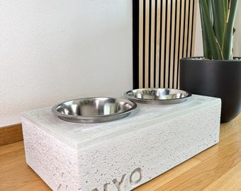Futterstation | Napfhalter aus Beton | "Cube Duo - Original Edition" (inkl. 2x Napf)