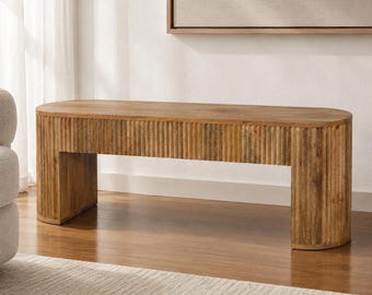 Low TV Stand, Natural Mango Wood Media Console, Modern Rustic Living Room Furniture