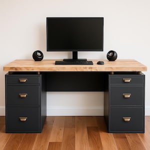 DIY Wood & Metal Desk Plan: Modern Industrial Workstation PDF