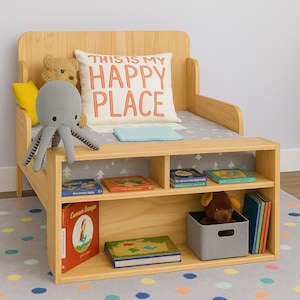DIY Toddler Bed Plans with Bookshelf | Kids Room Woodworking Project | Digital PDF Download