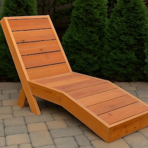 DIY Chaise Lounge Plan Outdoor Lounger, Modern Patio Daybed, Cedar Furniture, Easy Garden Build