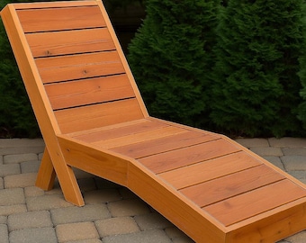 DIY Chaise Lounge Plan Outdoor Lounger, Modern Patio Daybed, Cedar Furniture, Easy Garden Build