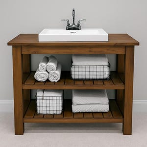 Rustic Vanity Plans PDF - DIY Bathroom Sink Cabinet Woodworking Guide & Instant Download