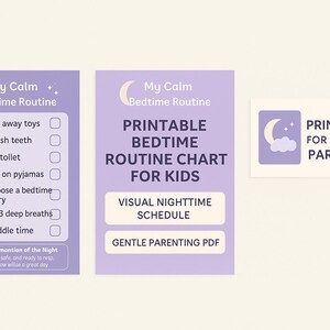 Printable Calm Bedtime Routine Chart for Kids | Visual Nighttime Schedule | Toddler Sleep Chart | Gentle Parenting PDF