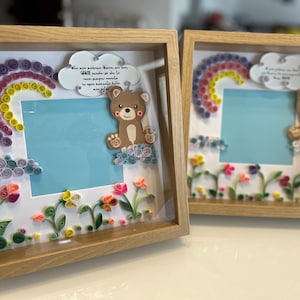 Wooden frame decorated in quilling - Gift for godfather or godmother - Customizable with phrase and photo - Handmade