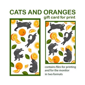 Chats et oranges - Ensemble de mini impressions d'art