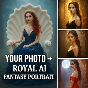 Custom Fantasy AI Portrait | Royal Princess Digital Art | Fairytale Style Photo | Personalized Digital Download