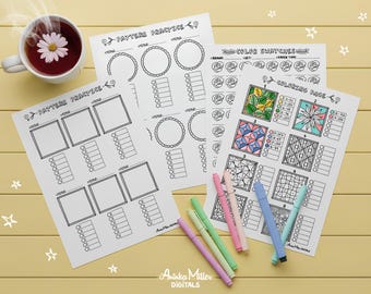 Pattern and Coloring Practice Pages and Worksheets for Alcohol Markers and other Art Materials, Printable PDF