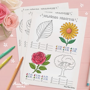 Páginas de práctica para colorear la naturaleza y hojas de trabajo para marcadores de alcohol y otros materiales de arte, PDF imprimible