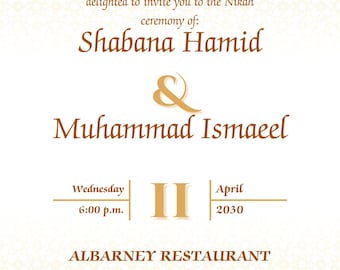 Muslim Nikah Invitation | Printable Wedding Invite | Elegant Digital Invitation | Download Now