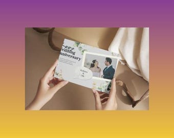 Wedding Anniversary Card for Spouse | Romantic Editable Card | Printable Canva Template | Instant Download