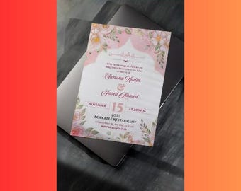 Islamic Nikah Invitation | Modern Wedding Invite | Editable Digital Card | Printable Download