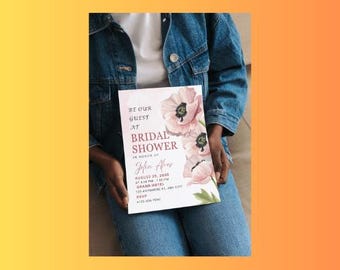 Watercolor Bridal Shower Invitation Template | Floral Bridal Shower Invite | Editable Printable Invitation | Instant Download