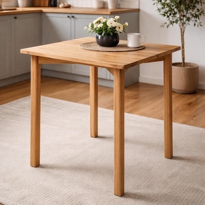 Mesa cuadrada de roble macizo hecha a mano (patas incluidas) (75 x 70 x 70 cm/30 x 28 x 28 pulgadas)