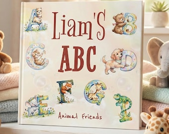 ABC Toddler Learning Book, Alphabet Book for Kids, Personalized Name Baby Storybook, 1st Birthday Gift, 1 Year Old Boy / Girl Keepsake