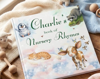Personalized Nursery Rhymes Book, Custom Baby Name Storybook, Baby Shower Gift Boy Girl, First Birthday Keepsake for Nephew, Niece, Grandkid
