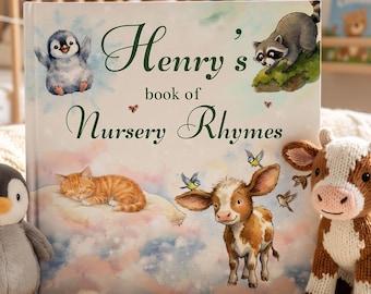 Personalized Nursery Rhymes Book, Custom Baby Name Storybook, Baby Shower Gift Boy Girl, First Birthday Keepsake for Nephew, Niece, Grandkid
