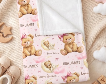 Personalized Baby Blanket, Custom Baby Name Blanket, Nursery Decor for Newborn Girl, Baby Shower Gift, First Birthday Present