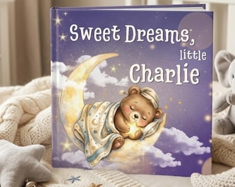 Personalized Baby Bedtime Story Book Custom Name Keepsake Animals Sleep Tale Toddler First Birthday Gift Newborn Baby Shower Present