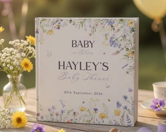 Personalized Baby Shower Guest Book, Baby in Bloom Floral Keepsake Memory Journal, Wishes & Advice Sign In, Wildflower Baby Memory Book