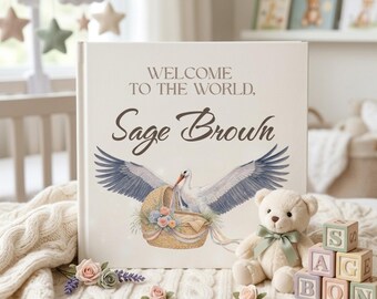 Personalized Baby Book, Welcome To The World Gift,  New Baby Gift, Baby Shower Gift, Custom Keepsake for Baby Girl / Boy. Baptism Gift
