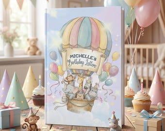 Birthday Letters Journal, Personalized Name Notebook, Bday Keepsake Memory Book, Baby Boy/ Girl First Birthday Gift, Baby Shower Gift