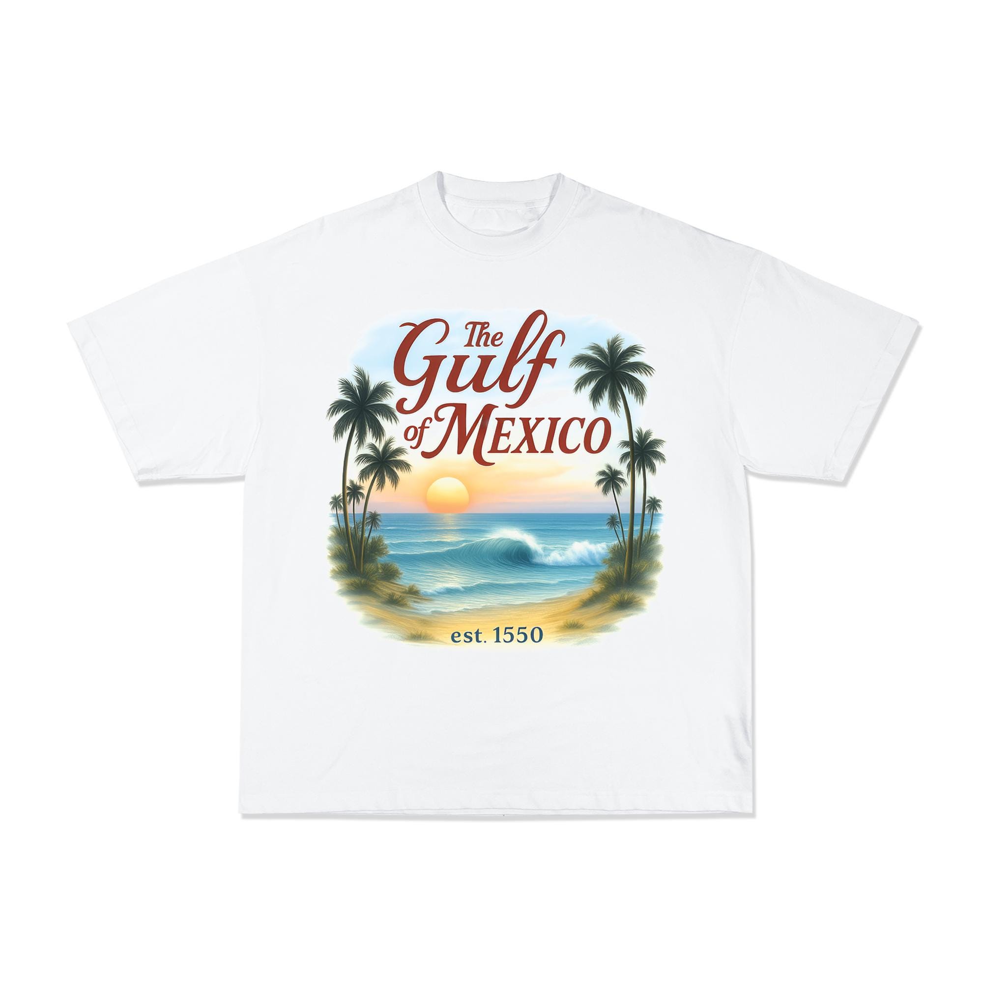 メキシコ湾Tシャツ、ヴィンテージサンセットビーチグラフィックTシャツ 