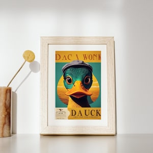 Funny Duck Poster Printable | Retro Digital Wall Art |Quirky Animal Print for Home Decor