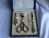 Charming Antique Silver Early 20th Century Boxed Sewing Necessaire Set Etui
