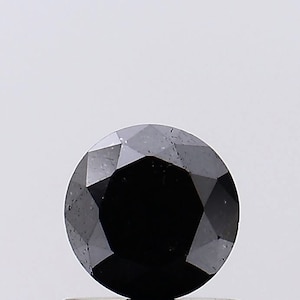 0.8 Ct Black Round Brilliant Cut Diamond, 5.4mm Black Solitaire Diamond For Pendant, Faceted Round Shape Loose Diamond for Jewelry - PPKJ80
