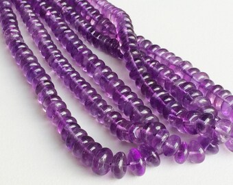 57 Pieces Purple AAAgems Amethyst Necklace 10 Inch 8-10mm Beads Amethyst Plain Rondelle Beads Amethyst Gemstone Beads