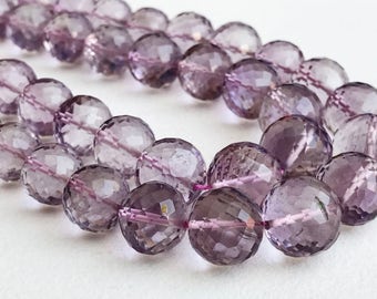 57 Pieces Purple AAAgems Amethyst Necklace 10 Inch 8-10mm Beads Amethyst Plain Rondelle Beads Amethyst Gemstone Beads