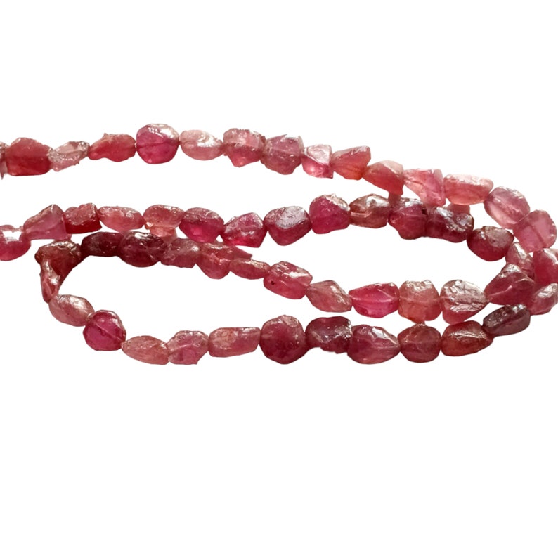 7-9mm Ruby Rough Strand, Ruby Beads, Rough Ruby Glass Filled Gemstones, Raw Ruby, Ruby Pink Beads For Jewelry 5IN To 15IN Options image 5