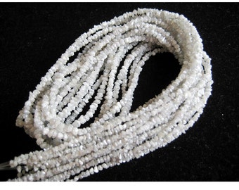 2-3mm Natural White Raw Uncut Diamond Beads, White Rough Diamond Beads, White Dimaodns For Jewelry (4IN To 16IN Options)