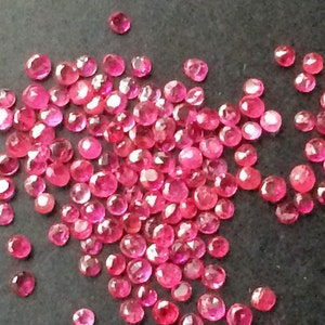1-2mm Ruby Round Cut Stones, Natural Loose Ruby Gems, Tiny Faceted Ruby ...