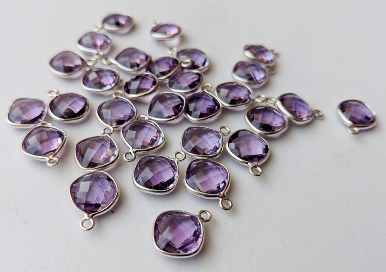 14k Gold Filled Purple Amethyst Bezel Connector Spacer For Jewelry Making