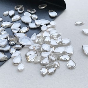 3x5mm - 4x6mm Moissanite Diamonds, Pear Moissanite Polki Diamonds, Loose Faceted Moissanite, 3 Cts Flat Back Champagne Moissanite - Pgpa256S