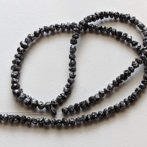 3.5-5mm Raw Black Diamond Beads, Rough Black Diamond Beads, Uncut Diamond, Raw Black Diamond Necklace (4IN To 16IN Options) - PPD437