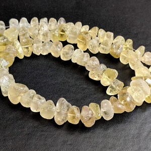 7-10mm Raw Lemon Quartz Stones, Natural Loose Raw Gemstone, Lemon Quartz Rough Beads, Lemon Quartz Nuggets (6.5IN To 13IN Options) - PDG70