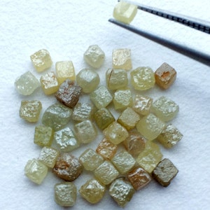 3mm Yellow Diamond Box Cubes, Natural Rough Diamond, Raw Diamond, Uncut Diamond, Wholesale Diamonds, Yellow Cube For Jewelry (1Ct To 10Ct)