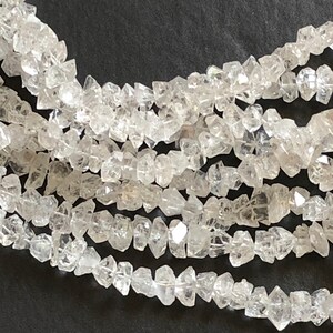 White Herkimer Diamond Quartz Beads, NATURAL 9-12mm Clear Raw Herkimer Diamond, Center Drilled Diamond Quartz Nuggets (4IN To 8IN)-ADG125