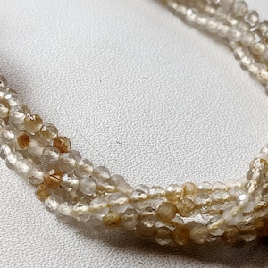 2.5mm Gold Rutile Faceted Rondelles Natural Gold Rutililated Quartz Beads For Necklace Golden Rutile Jewelry (1STR - 5STR Options) - DGA91