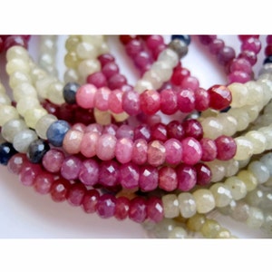 5mm Multi Sapphire Faceted Rondelle. Multi Saphhire Rondelle Beads For Jewelry, Pink and Blue Sapphire Rondelle (7IN To 14IN Options)-MSFR