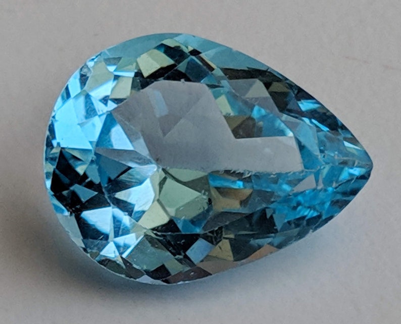 PNT21 Topaz Ring Size Blue Topaz Pear Cut Stone Loose Blue Topaz Pointed Back Stone 10x15mm Natural Blue Topaz Full Pear Cut Stone